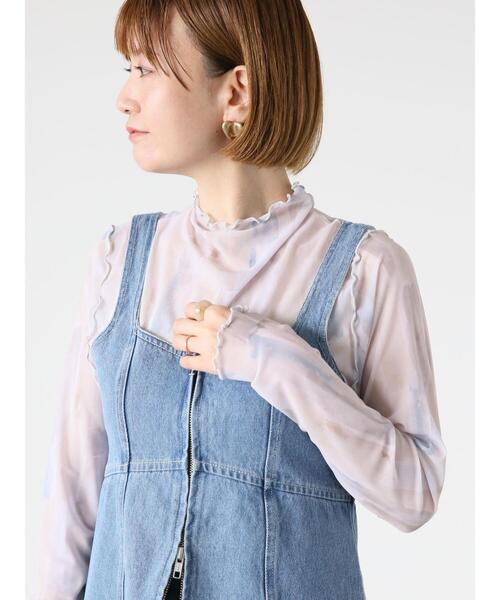 Lugnoncure(ルノンキュール)の「チュールタートルトップス(無地・柄)(Tシャツ/カットソー・レディース・ブラック/グリーン/オフホワイト/ブルー・F)」の4枚目の写真
