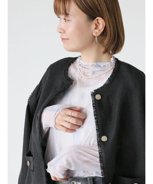 Lugnoncure(ルノンキュール)の「チュールタートルトップス(無地・柄)(Tシャツ/カットソー・レディース・ブラック/グリーン/オフホワイト/ブルー・F)」の13枚目の写真