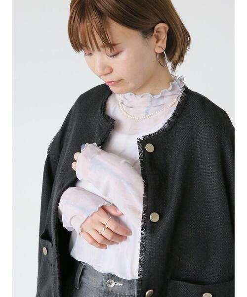 Lugnoncure(ルノンキュール)の「チュールタートルトップス(無地・柄)(Tシャツ/カットソー・レディース・ブラック/グリーン/オフホワイト/ブルー・F)」の14枚目の写真