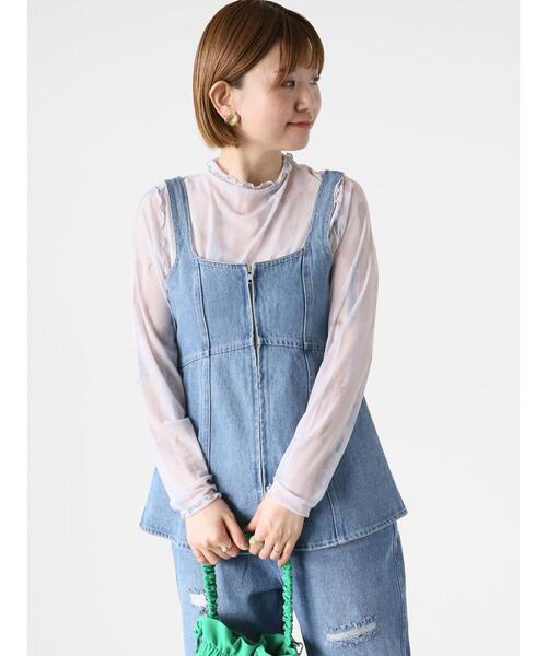 Lugnoncure(ルノンキュール)の「チュールタートルトップス(無地・柄)(Tシャツ/カットソー・レディース・ブラック/グリーン/オフホワイト/ブルー・F)」の16枚目の写真