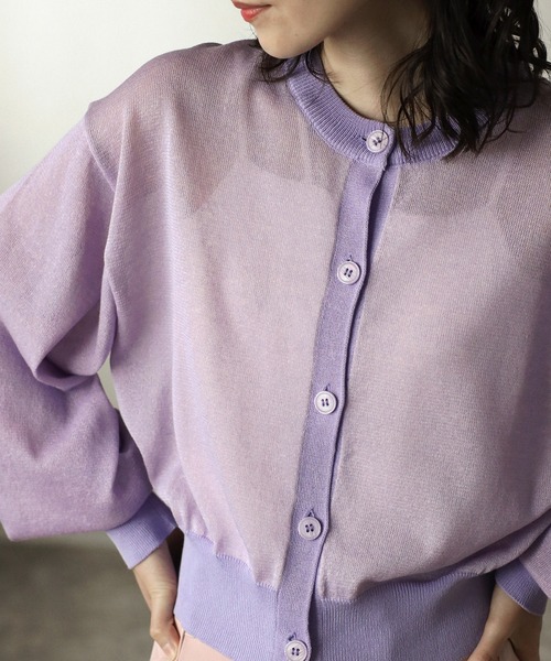 COMMRE（コムル）の「【リバーシブル】シアーニットカーディガン（カーディガン/ボレロ・レディース・イエロー/パープル/ブルー・FREE）」の3枚目の写真