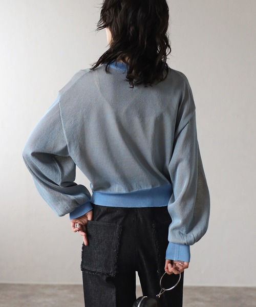 COMMRE（コムル）の「【リバーシブル】シアーニットカーディガン（カーディガン/ボレロ・レディース・イエロー/パープル/ブルー・FREE）」の6枚目の写真