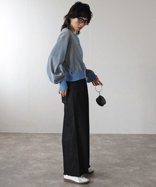 COMMRE（コムル）の「【リバーシブル】シアーニットカーディガン（カーディガン/ボレロ・レディース・イエロー/パープル/ブルー・FREE）」の8枚目の写真