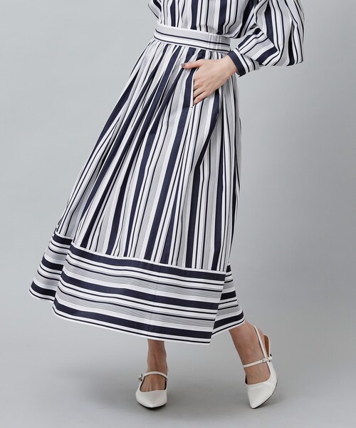 【セール】【一枚で着映え／洗える】ストライプギャザーボリュームスカート（スカート）｜UNTITLED（アンタイトル）