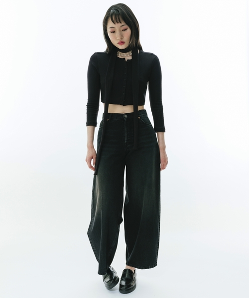 Charles Chaton(シャルルシャトン)の「THE CROPPED CARDI │ COU COU(Tシャツ/カットソー・レディース・ブラック/ホワイト・XX-SMALL/X-SMALL/SMALL)」の3枚目の写真