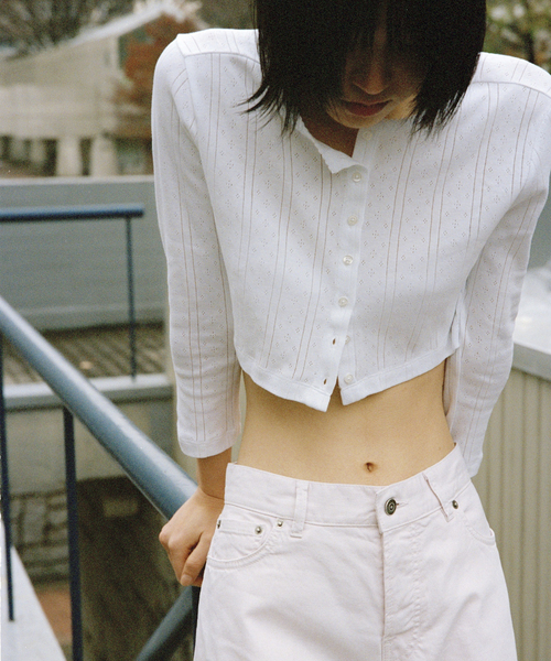 Charles Chaton(シャルルシャトン)の「THE CROPPED CARDI │ COU COU(Tシャツ/カットソー・レディース・ブラック/ホワイト・XX-SMALL/X-SMALL/SMALL)」の7枚目の写真