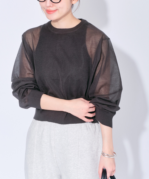 シアーニットショートプルオーバー