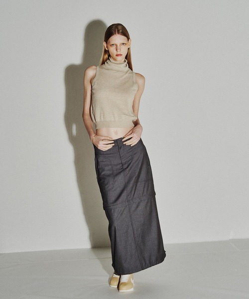 forget-me-nots(フォーゲットミーノッツ)の「ハイネック ノースリーブニット FMN-24SS-KN-002(ニット/セーター・レディース・オリーブ/ベージュ・FREE)」の3枚目の写真