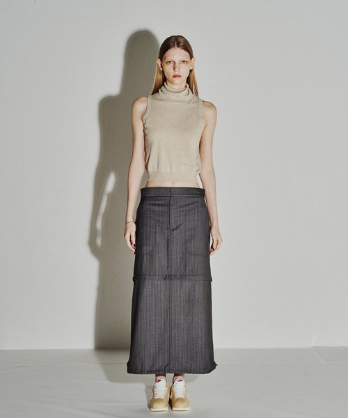 forget-me-nots(フォーゲットミーノッツ)の「ハイネック ノースリーブニット FMN-24SS-KN-002(ニット/セーター・レディース・オリーブ/ベージュ・FREE)」の5枚目の写真