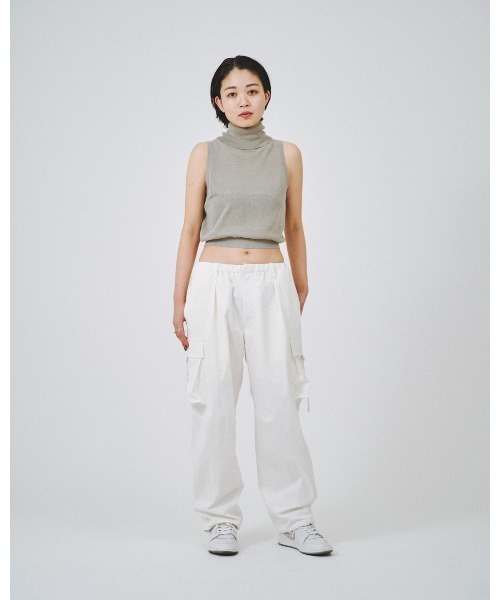forget-me-nots(フォーゲットミーノッツ)の「ハイネック ノースリーブニット FMN-24SS-KN-002(ニット/セーター・レディース・オリーブ/ベージュ・FREE)」の6枚目の写真
