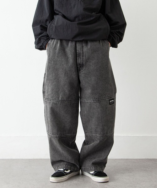 THRASHER（スラッシャー）の「【THRASHER】 カツラギ ・ デニム ワイド イージーパンツ / スケーターパンツ / シェフパンツ（デニムパンツ・メンズ・ベージュ/ブラック系/オフホワイト/ブラック/ワンウォッシュ・X-LARGE/LARGE/MEDIUM/SMALL）」の4枚目の写真