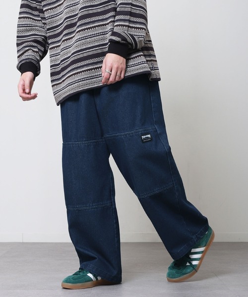 THRASHER（スラッシャー）の「【THRASHER】 カツラギ ・ デニム ワイド イージーパンツ / スケーターパンツ / シェフパンツ（デニムパンツ・メンズ・ベージュ/ブラック系/オフホワイト/ブラック/ワンウォッシュ・X-LARGE/LARGE/MEDIUM/SMALL）」の5枚目の写真