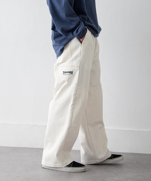 THRASHER（スラッシャー）の「【THRASHER】 カツラギ ・ デニム ワイド イージーパンツ / スケーターパンツ / シェフパンツ（デニムパンツ・メンズ・ベージュ/ブラック系/オフホワイト/ブラック/ワンウォッシュ・X-LARGE/LARGE/MEDIUM/SMALL）」の10枚目の写真