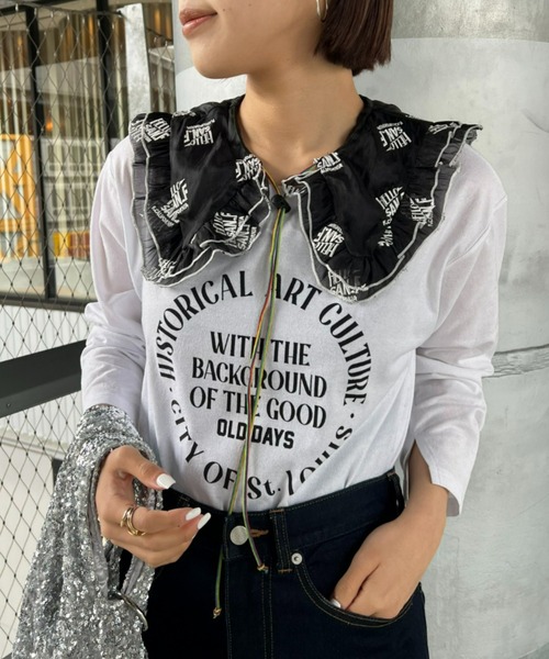 HELLO.SANFRANCISCO（ハローサンフランシスコ）の「【HELLO.SANFRANCISCO/ハローサンフランシスコ】刺繍オーガンジーマルチウェイつけ襟（付け襟・レディース・ホワイト/ブラック・ONE SIZE）」の18枚目の写真