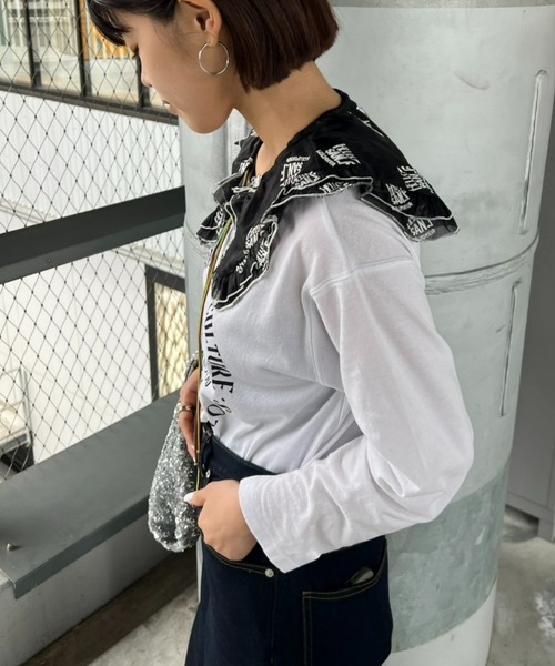 HELLO.SANFRANCISCO（ハローサンフランシスコ）の「【HELLO.SANFRANCISCO/ハローサンフランシスコ】刺繍オーガンジーマルチウェイつけ襟（付け襟・レディース・ホワイト/ブラック・ONE SIZE）」の12枚目の写真