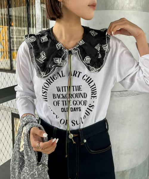 HELLO.SANFRANCISCO（ハローサンフランシスコ）の「【HELLO.SANFRANCISCO/ハローサンフランシスコ】刺繍オーガンジーマルチウェイつけ襟（付け襟・レディース・ホワイト/ブラック・ONE SIZE）」の19枚目の写真