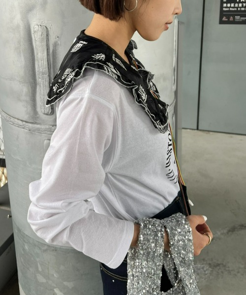 HELLO.SANFRANCISCO（ハローサンフランシスコ）の「【HELLO.SANFRANCISCO/ハローサンフランシスコ】刺繍オーガンジーマルチウェイつけ襟（付け襟・レディース・ホワイト/ブラック・ONE SIZE）」の13枚目の写真