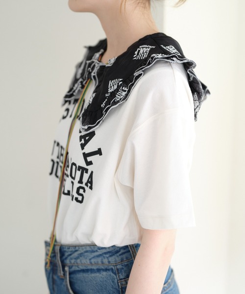 HELLO.SANFRANCISCO（ハローサンフランシスコ）の「【HELLO.SANFRANCISCO/ハローサンフランシスコ】刺繍オーガンジーマルチウェイつけ襟（付け襟・レディース・ホワイト/ブラック・ONE SIZE）」の7枚目の写真