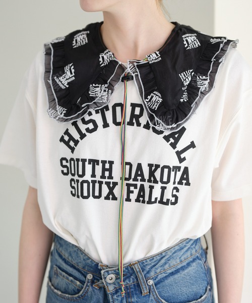 HELLO.SANFRANCISCO（ハローサンフランシスコ）の「【HELLO.SANFRANCISCO/ハローサンフランシスコ】刺繍オーガンジーマルチウェイつけ襟（付け襟・レディース・ホワイト/ブラック・ONE SIZE）」の6枚目の写真