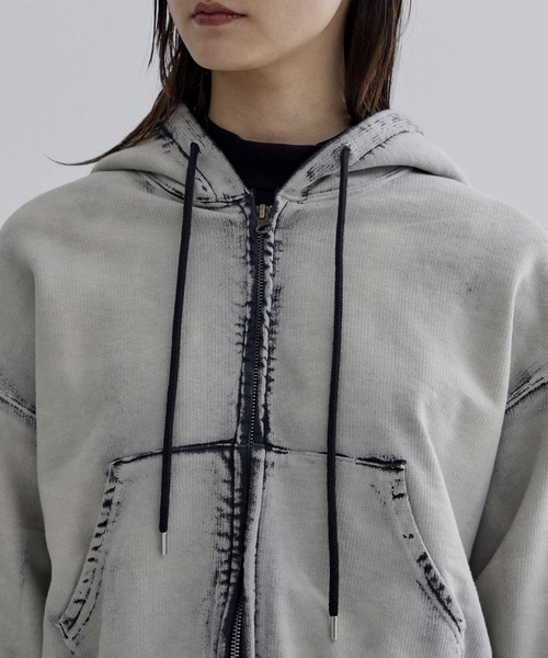 美品　ジョンローレンスサリバン　スウェット　ジッパー JOHNLAWRENCESULLIVAN - Stretch vegan leather lace-up hoodie