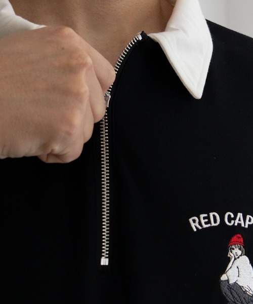 Red Cap Girl(レッドキャプガール)の「ポンチRCG胸刺繍 襟付きハーフZIP(ポロシャツ・メンズ・ブラック/グレー/ブルー/ホワイト・M/L)」の13枚目の写真