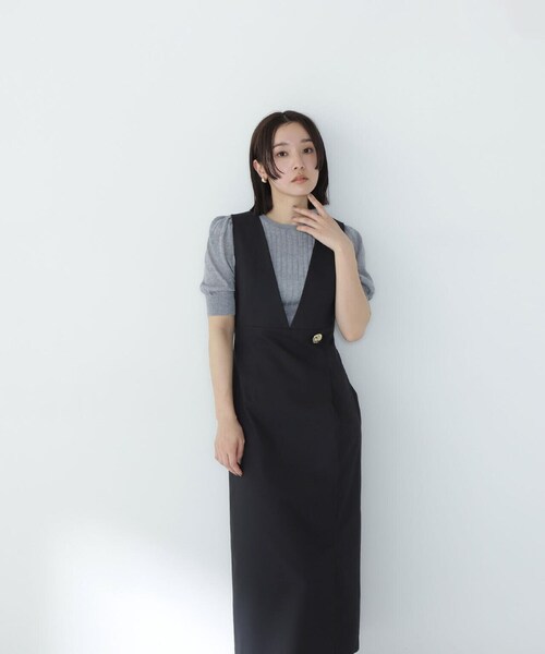 NATURAL BEAUTY BASIC（ナチュラルビューティーベーシック）の「◇TRクリアツイルシリーズ ジャンスカ（ジャンパースカート・レディース・ブラウン/オフホワイト/ブラック・SMALL/MEDIUM）」の21枚目の写真