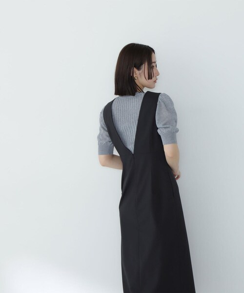 NATURAL BEAUTY BASIC（ナチュラルビューティーベーシック）の「◇TRクリアツイルシリーズ ジャンスカ（ジャンパースカート・レディース・ブラウン/オフホワイト/ブラック・SMALL/MEDIUM）」の19枚目の写真