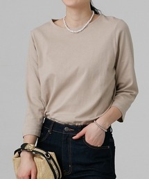 slattgir | 高身長　汗染みしにくい綿１００％クルーネック７分袖カットソー（トールサイズ）(Tシャツ/カットソー)