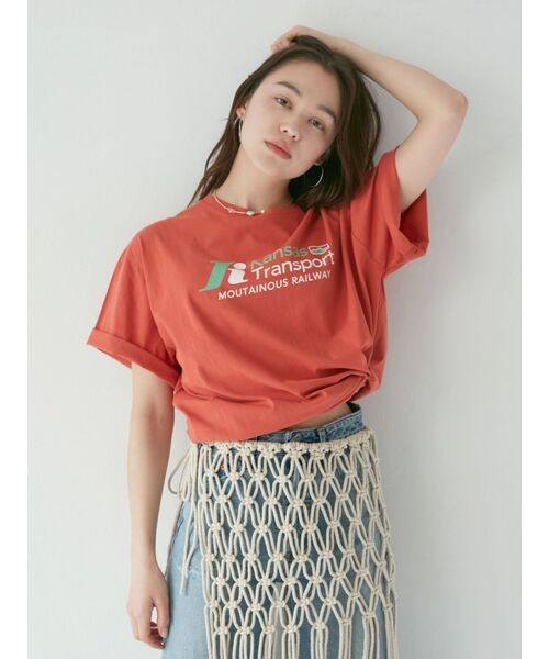 Ungrid（アングリッド）の「カラーロゴルーズTee（Tシャツ/カットソー・レディース・オレンジ/ブルー/オフホワイト・FREE）」の3枚目の写真