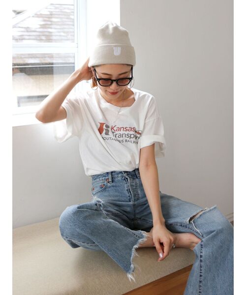 Ungrid（アングリッド）の「カラーロゴルーズTee（Tシャツ/カットソー・レディース・オレンジ/ブルー/オフホワイト・FREE）」の13枚目の写真