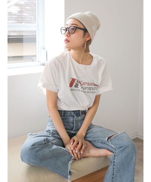 Ungrid（アングリッド）の「カラーロゴルーズTee（Tシャツ/カットソー・レディース・オレンジ/ブルー/オフホワイト・FREE）」の14枚目の写真