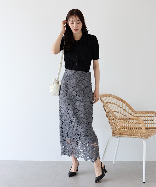 BLUEEAST（ブルーイースト）の「バイカラーポロ襟リブカーディガン（カーディガン/ボレロ・レディース・ブラック系/ブラック/アイボリー/ブルー系/ネイビー/ブラウン系/ピンク/ミント・MEDIUM）」の14枚目の写真