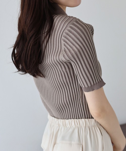 BLUEEAST（ブルーイースト）の「バイカラーポロ襟リブカーディガン（カーディガン/ボレロ・レディース・ブラック系/ブラック/アイボリー/ブルー系/ネイビー/ブラウン系/ピンク/ミント・MEDIUM）」の21枚目の写真