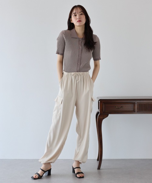 BLUEEAST（ブルーイースト）の「バイカラーポロ襟リブカーディガン（カーディガン/ボレロ・レディース・ブラック系/ブラック/アイボリー/ブルー系/ネイビー/ブラウン系/ピンク/ミント・MEDIUM）」の22枚目の写真