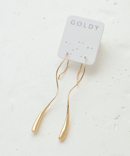 GOLDY（ゴールディ）の「ドローイング ドロップ ロング ピアス（ピアス（両耳用）・レディース・シルバー/ゴールド・FREE）」の6枚目の写真