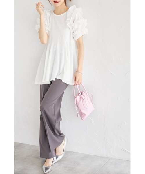 &. NOSTALGIA(アンドドットノスタルジア)の「【ZOZO限定】フリルペプラムブラウス(Tシャツ/カットソー・レディース・ブラック/オフホワイト・M)」の11枚目の写真