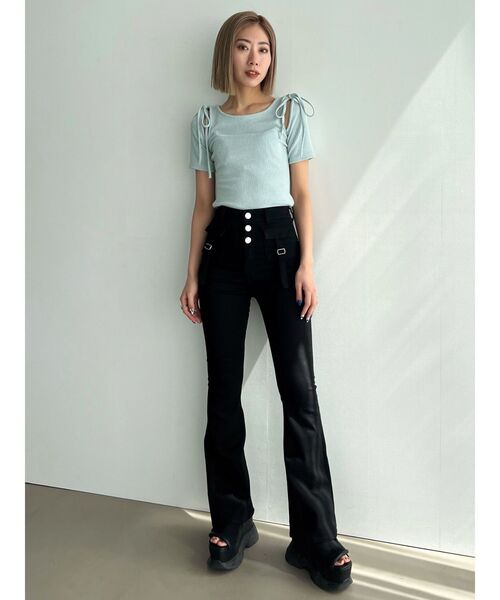 EMODA（エモダ）の「タイショルダーカットトップ（Tシャツ/カットソー・レディース・グリーン/ホワイト/ブルー/ブラック・FREE）」の18枚目の写真