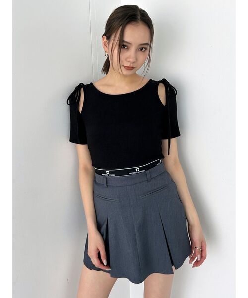 EMODA（エモダ）の「タイショルダーカットトップ（Tシャツ/カットソー・レディース・グリーン/ホワイト/ブルー/ブラック・FREE）」の10枚目の写真