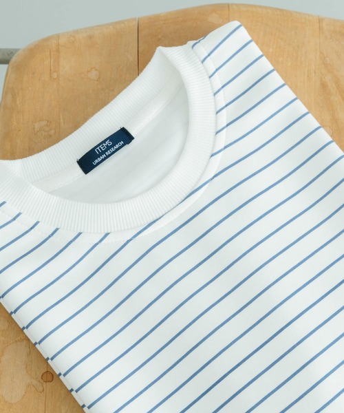 ITEMS URBANRESEARCH(アイテムズ アーバンリサーチ)の「ダンボールボーダー ショートスリーブ カットソー(Tシャツ/カットソー・メンズ・ネイビー/ブルー/ブラック・MEDIUM/LARGE)」の3枚目の写真