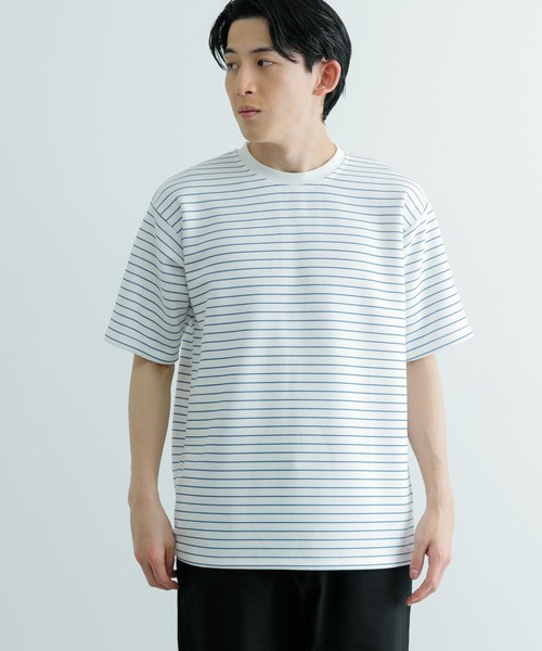 ITEMS URBANRESEARCH(アイテムズ アーバンリサーチ)の「ダンボールボーダー ショートスリーブ カットソー(Tシャツ/カットソー・メンズ・ネイビー/ブルー/ブラック・MEDIUM/LARGE)」の22枚目の写真