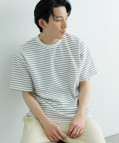 ITEMS URBANRESEARCH(アイテムズ アーバンリサーチ)の「ダンボールボーダー ショートスリーブ カットソー(Tシャツ/カットソー・メンズ・ネイビー/ブルー/ブラック・MEDIUM/LARGE)」の20枚目の写真