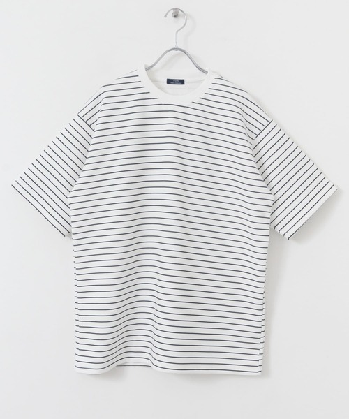 ITEMS URBANRESEARCH(アイテムズ アーバンリサーチ)の「ダンボールボーダー ショートスリーブ カットソー(Tシャツ/カットソー・メンズ・ネイビー/ブルー/ブラック・MEDIUM/LARGE)」の6枚目の写真