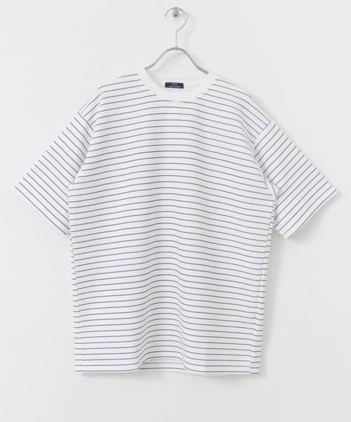 ITEMS URBANRESEARCH(アイテムズ アーバンリサーチ)の「ダンボールボーダー ショートスリーブ カットソー(Tシャツ/カットソー・メンズ・ネイビー/ブルー/ブラック・MEDIUM/LARGE)」の4枚目の写真
