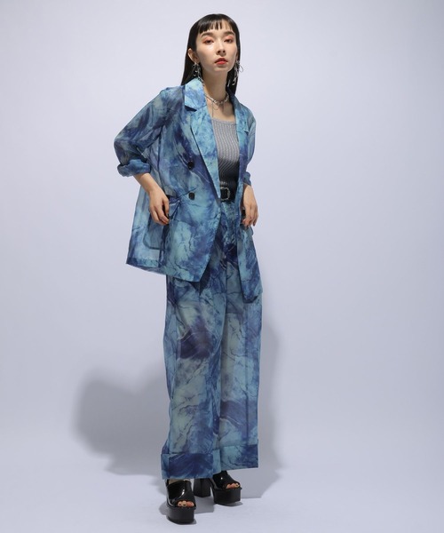 HARE（ハレ）の「オーロラシアーワイドパンツ(HARE)（その他パンツ・レディース・グリーン/ブルー・FREE）」の4枚目の写真