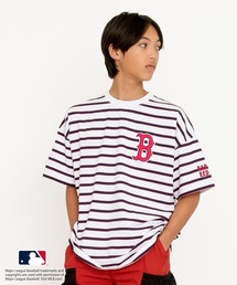 GLAZOS | 【MLB】マルチボーダー・チームロゴ刺繍半袖Tシャツ(Tシャツ/カットソー)