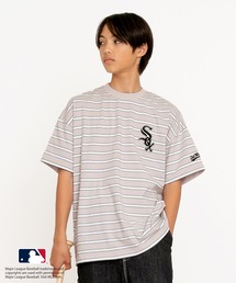 GLAZOS | 【MLB】マルチボーダー・チームロゴ刺繍半袖Tシャツ(Tシャツ/カットソー)