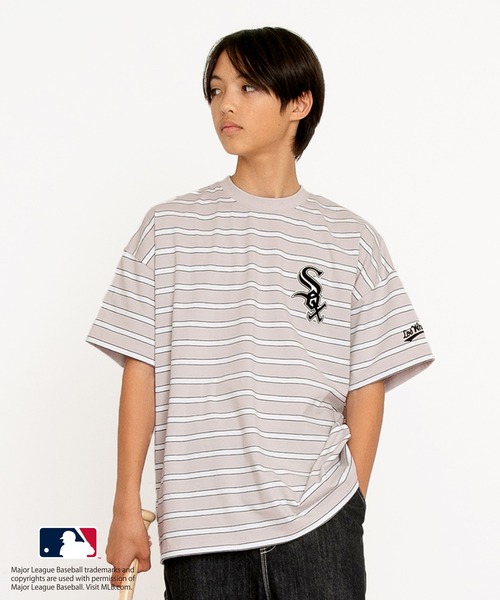 GLAZOS（グラソス）の「【大人向けサイズあり】【MLB】マルチボーダー・チームロゴ刺繍半袖Tシャツ（Tシャツ/カットソー・キッズ・ライトブルー/ブラック/ホワイト/ライトグレー・140cm/150cm/160cm/170cm）」の3枚目の写真