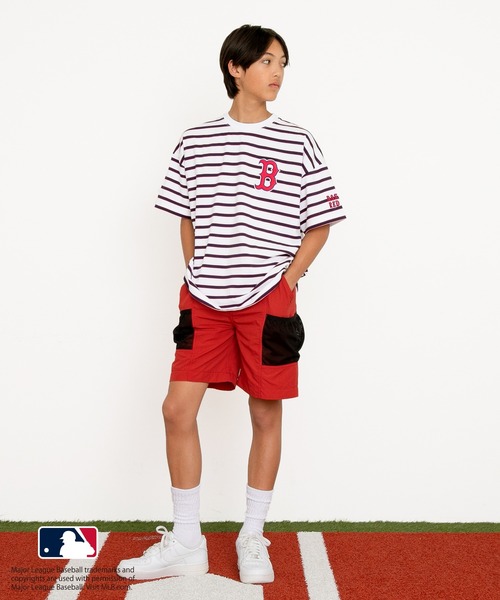 GLAZOS（グラソス）の「【大人向けサイズあり】【MLB】マルチボーダー・チームロゴ刺繍半袖Tシャツ（Tシャツ/カットソー・キッズ・ライトブルー/ブラック/ホワイト/ライトグレー・140cm/150cm/160cm/170cm）」の5枚目の写真