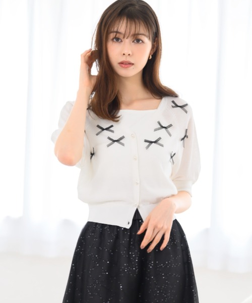 【セール】■2024春夏新作■リボンパフカーデ/MM428404（カーディガン/ボレロ）｜MISCH MASCH（ミッシュマッシュ）