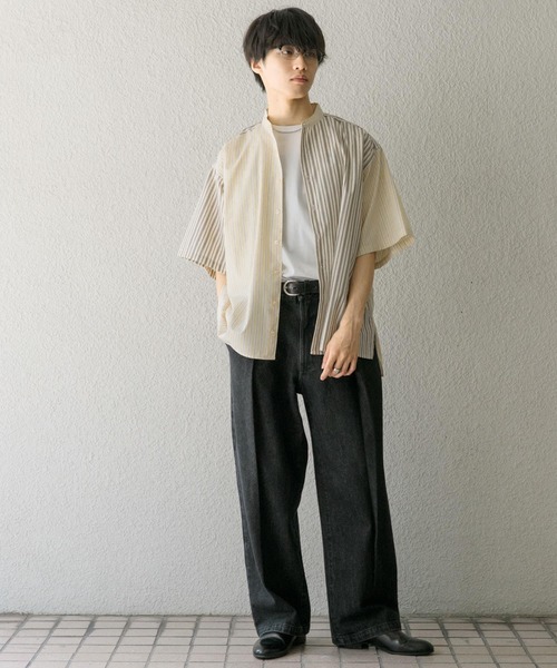 SENSE OF PLACE by URBAN RESEARCH（センスオブプレイスバイアーバンリサーチ）の「『ユニセックス』ストライプブロックドルーズシャツ（シャツ/ブラウス・メンズ・その他1/その他2/その他3・MEDIUM/LARGE）」の9枚目の写真